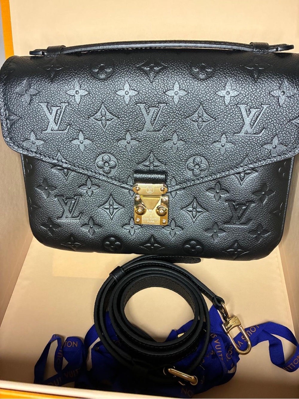 Louis Vuitton Black Monogram Empreinte Crossbody with Gold Hardware